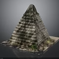 Ancient Step Pyramid Architecture With Stone Blocks And Plants At Base