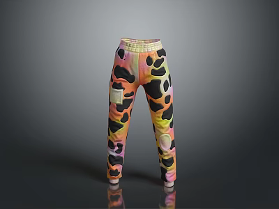 Colorful Camouflage Pattern Pants With Stylish Design And Functional Pockets 3d model