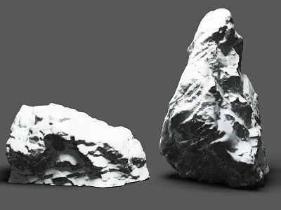 Natural Stones With Rough Surface Texture And Two Different Sizes Displayed 3d model