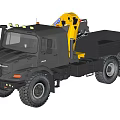 Mercedes-Benz Gray Utility Vehicle with Yellow Crane and Heavy Duty Off-Road Tires