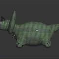 Green Plaid Dinosaur Stuffed Toy With Shiny Black Eyes And Soft Plush Texture