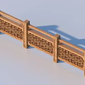 Traditional Chinese Wooden Railing Featuring Intricate Geometric Lattice Carvings And Classic Design Elements