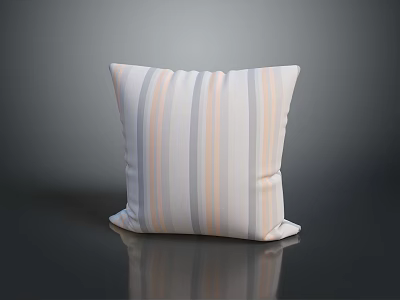 Soft Striped Decorative Pillow With Pastel Gray Pink And White Colors For Home Living 3d model