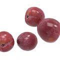 Four Fresh Red Ripe Plums With Shiny Skin And Juicy Flesh On White Background