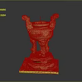 Ancient Stone Tripod Censer With Carved Double Handles Tripod Legs And Square Pedestal Base