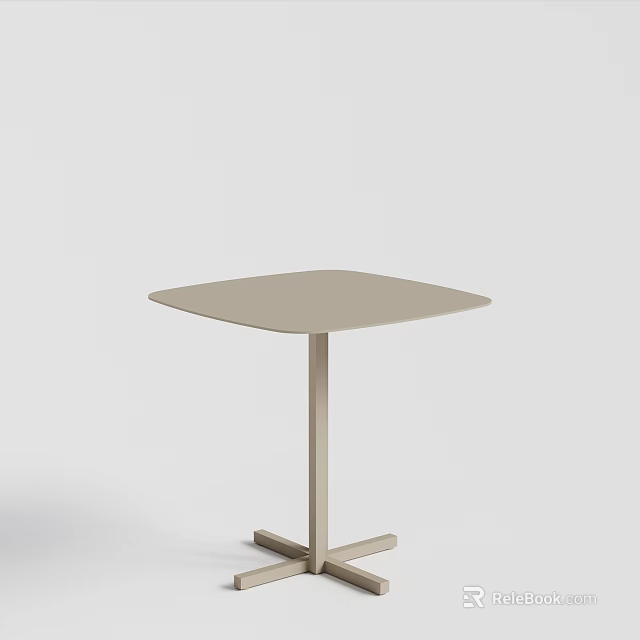 Modern Minimalist Coffee Table with Square Top and Single Leg Design 3d model