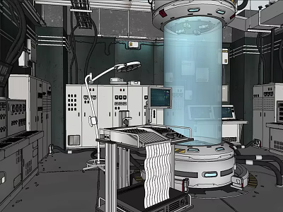 Research Laboratory Featuring High Tech Control Panels Cylindrical Vessel And Monitoring Displays 3d model