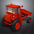 Vintage Orange Tractor With Enclosed Cab Dump Bed And Large Black Tires