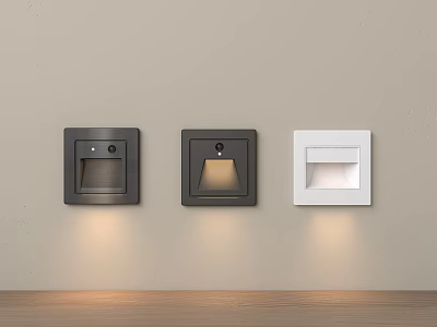 Modern Wall Lamps In Black And White Designs Mounted On Beige Wall 3d model