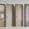 Four Modern Hinged Doors With Wooden Glass Panels And Black Frames For Home Interior