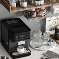 Kitchen Decorative Ornaments Set With Wooden Shelf Metal Tins Glass Jars Coffee Machine And Marble Tray