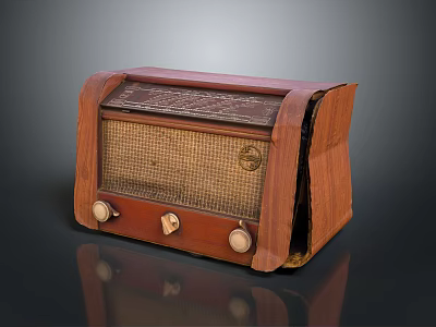 Vintage Wooden Speaker With Classic Knobs And Mesh Grille Design 3d model
