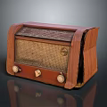 Vintage Wooden Speaker With Classic Knobs And Mesh Grille Design 3d model