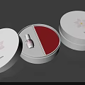 Shiseido White Round Cosmetic Boxes Featuring Flower Design Open Case And Red Section