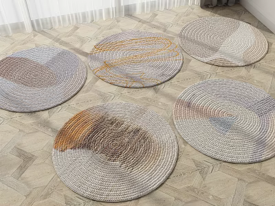 Round Rugs With Various Colorful Patterns And Woven Textures For Home Decor 3d model