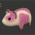 Cute Game Movie Character Pink White Gradient Guinea Pig With White Spots And Black Eyes