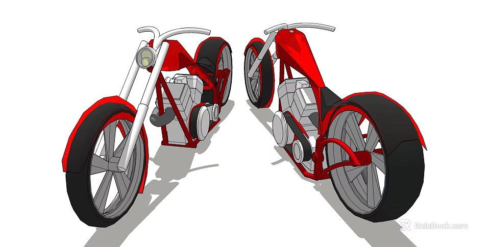 Red And White Motorcycles With Unique Wheel Design And Streamlined Body Structure 3d model 