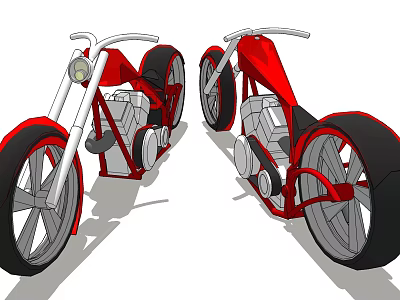 Red And White Motorcycles With Unique Wheel Design And Streamlined Body Structure 3d model