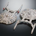 Two Detailed Sci Fi Spaceship Models With Classic Design And Textured Surface