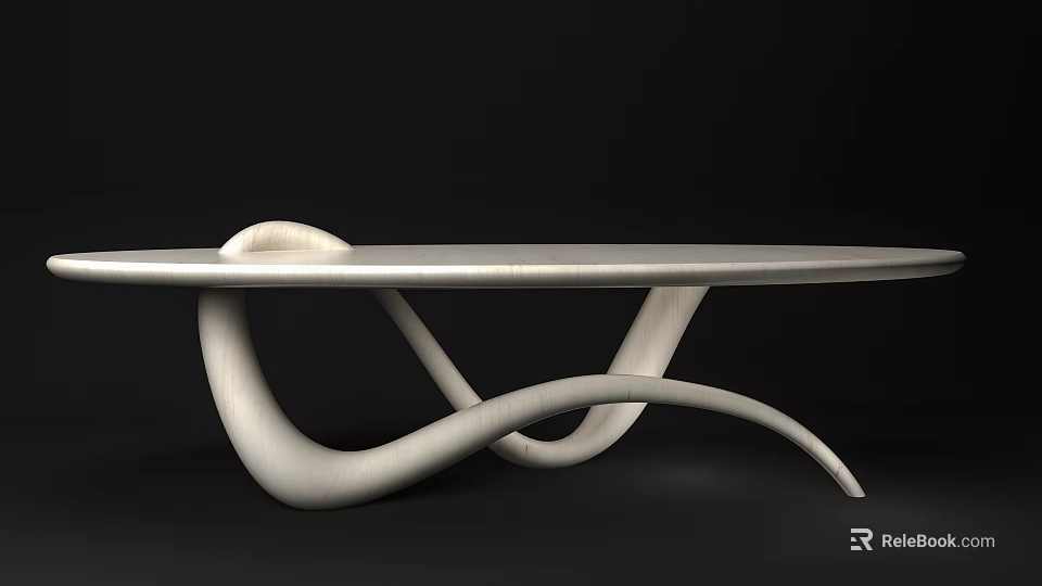 Modern Dining Table With Unique Curved Base And Sleek Contemporary Design 3d model 