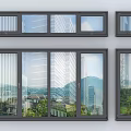 Modern Casement Windows With Black Frame Transparent Glass Showcasing City And Green Landscapes