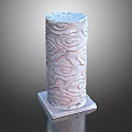 Carved Stone Column with Intricate Cloud Pattern and Square Base Design 3d model