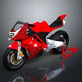 Red Modern Sport Motorcycle With Black Seat And Streamlined Red White Graphics
