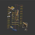 Parking Lot Scenario Components With Buses Cars Parking Lines And Building Models