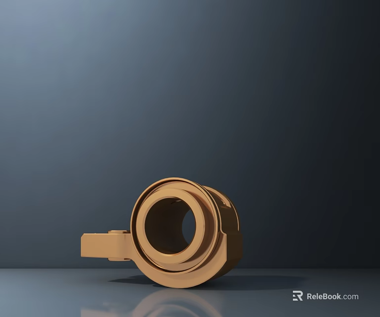 Golden Industrial Metallic Mechanical Component With Circular Hole And Handle 3d model 