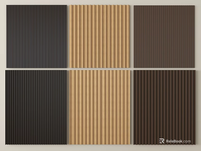 Textured Wooden Wall Panels With Vertical Stripes In Various Color Options 3d model 