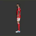 Man Wearing Red Benfica Jersey With Emirates Logo White Shorts Number 5 And Tattoos Standing