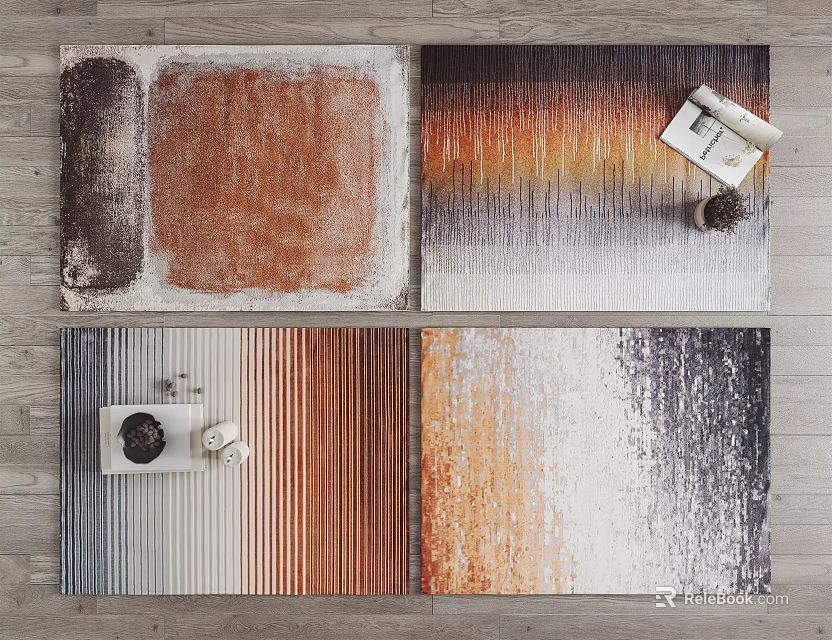 Square Rugs With Modern Abstract Patterns And Colorful Gradient Designs For Home Decor 3d model