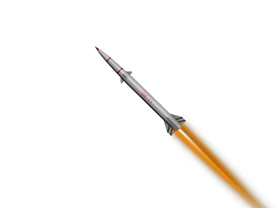 Military Missile Weapon Flying With Orange Flame And Gray Body Red Tip 3d model