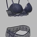 Women's Dark Blue Lace Lingerie Set With Bralette And Panty Design