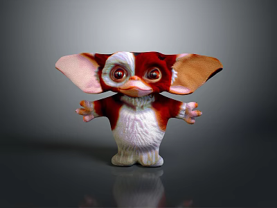 Anthropomorphic Game Movie Character With Cute Red White Fur Large Ears And Outstretched Hands 3d model