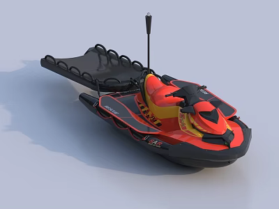 Modern Sporty Orange and Black Yacht Featuring Comfortable Seats Console and Exterior Design 3d model