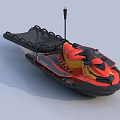 Modern Sporty Orange and Black Yacht Featuring Comfortable Seats Console and Exterior Design