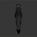 Futuristic Sci Fi Pistol With Black Body Blue Glowing Accents And Orange Grip