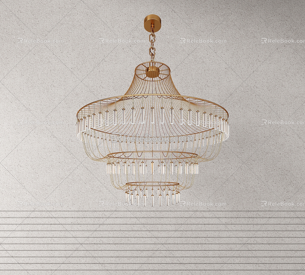 Modern Light Luxury Metal Chandelier 3d model