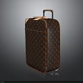 Stylish Travel Luggage with Monogram Pattern Telescopic Handle Red Trim and Rolling Wheels