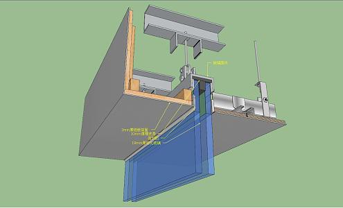 Modern node top node glass partition connected with gypsum board 3d model