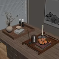 Decorative Ornament Set With Wooden Trays Vase Twigs Candles Books Oranges And Zebra Wall Art