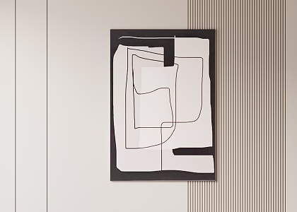 Black and White Hanging Paintings 3d model