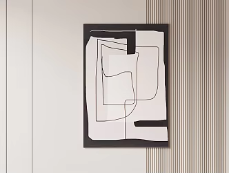 Black and White Hanging Paintings 3d model