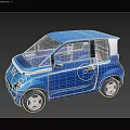 Blue Compact Car With Modern Design Black Windows And Stylish Wheels