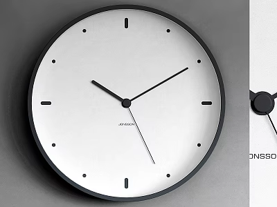 Minimalist Modern Wall Clock With White Dial Black Frame And Simple Hands Design 3d model