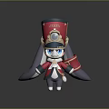 Cartoon Rabbit Character In Military Uniform With Red Tall Hat Golden Decorations And Blue Cape