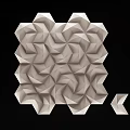 White Hexagonal Wall Panel With 3D Geometric Folded Texture Decorative Design 3d model
