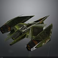 Green Sci Fi Spaceship With Multiple Wings And Complex Cosmic Design 3d model