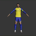 Man In Blue And Yellow Long Sleeve Jersey Shorts With Dafabet Logo Standing Open Arms